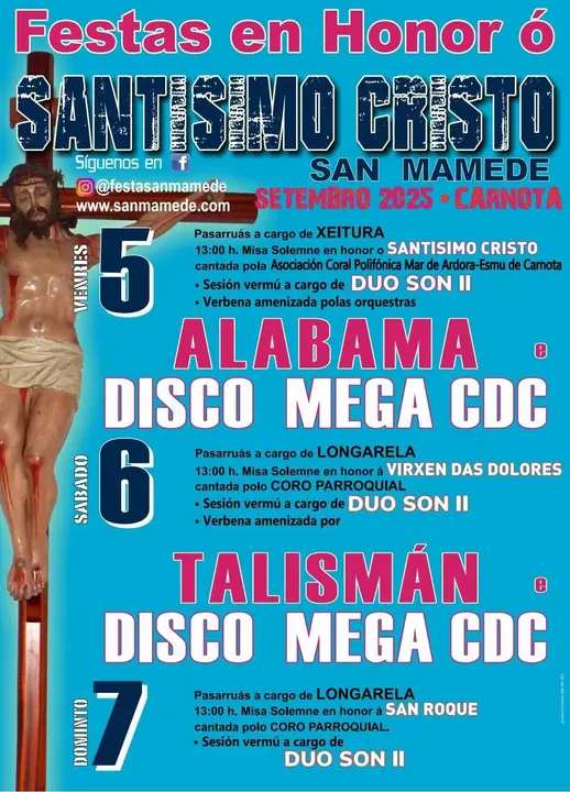 Cartel festas en honor ao santo cristo de san mamede 2025