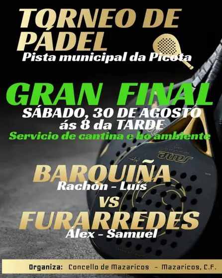 Cartel final torneo de pádel 2025 en mazaricos