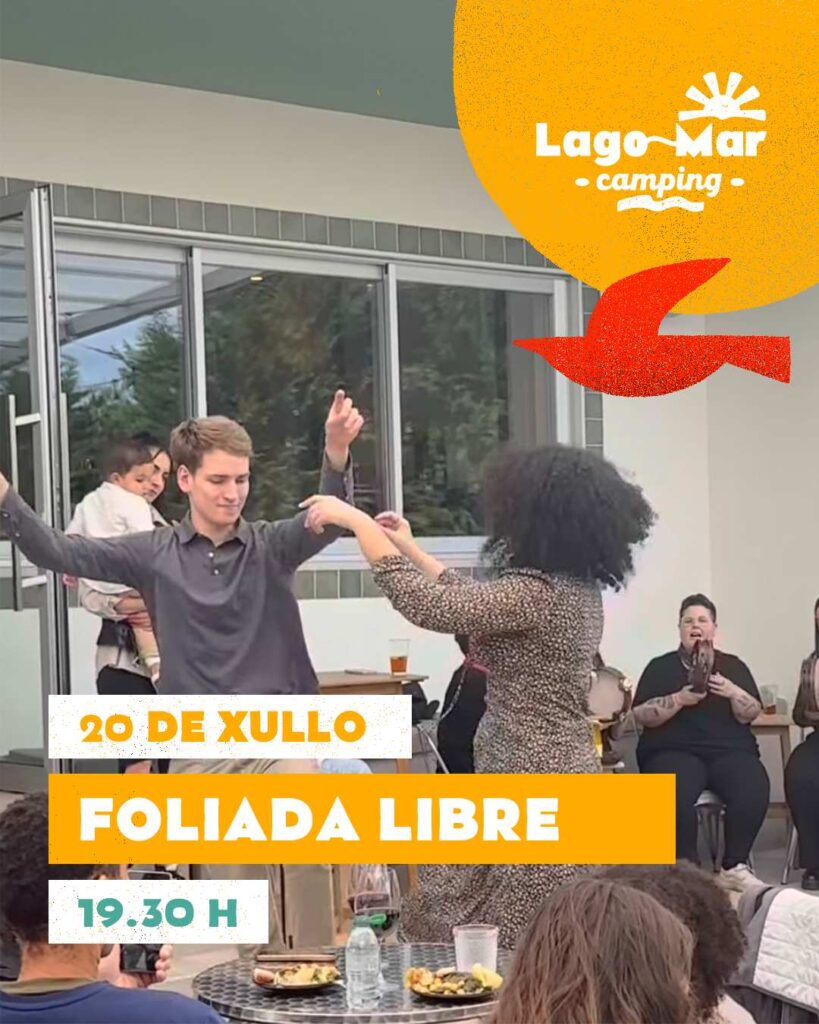 Cartel foliada libre camping lago mar