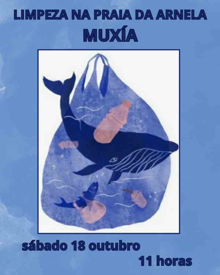Cartel limpeza praia de a arnela en muxía