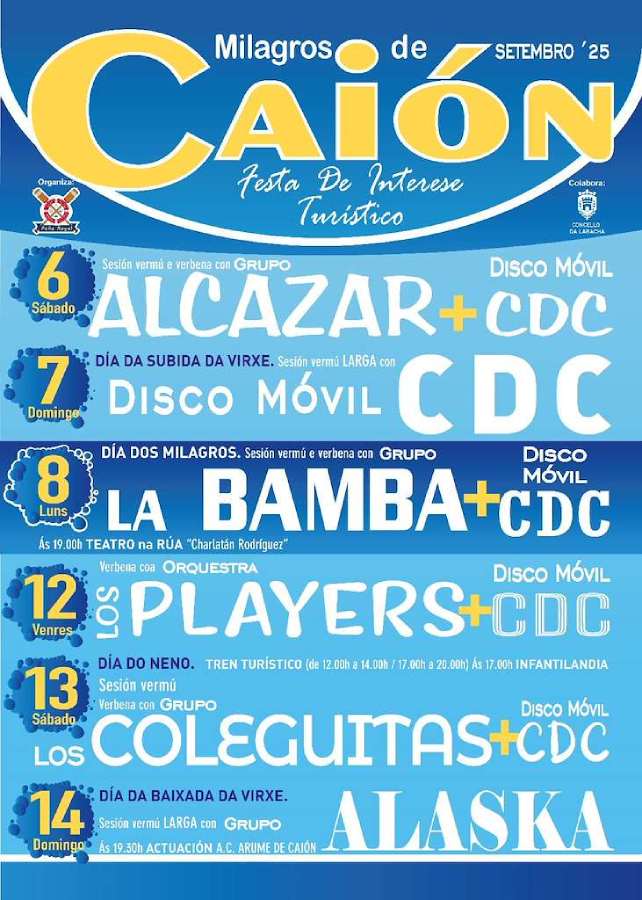 Cartel milagros de caión 2025 orquestas