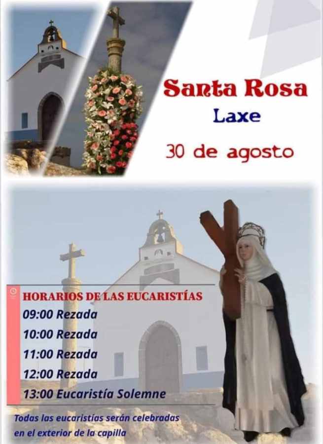 Cartel misas en honor a santa rosa 2025 en laxe