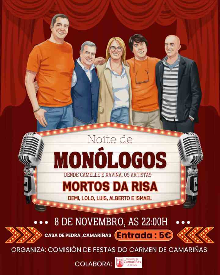 Cartel monólogos mortos de risa en camariñas