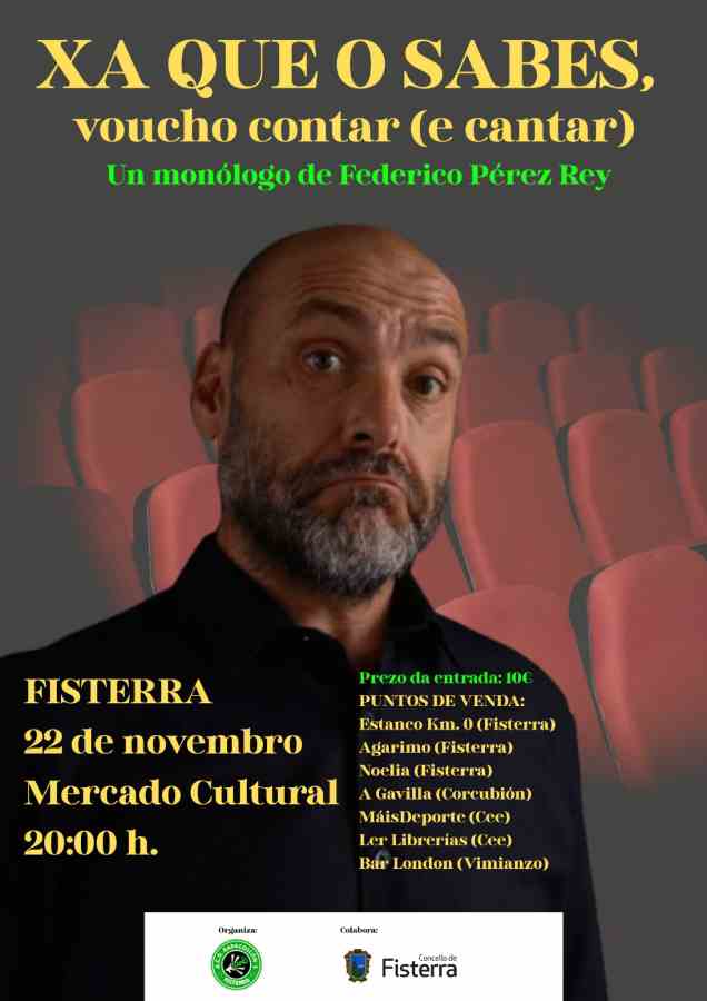 Cartel obra de teatro en fisterra xa que o sabes voucho a contar (e cantar) 2025