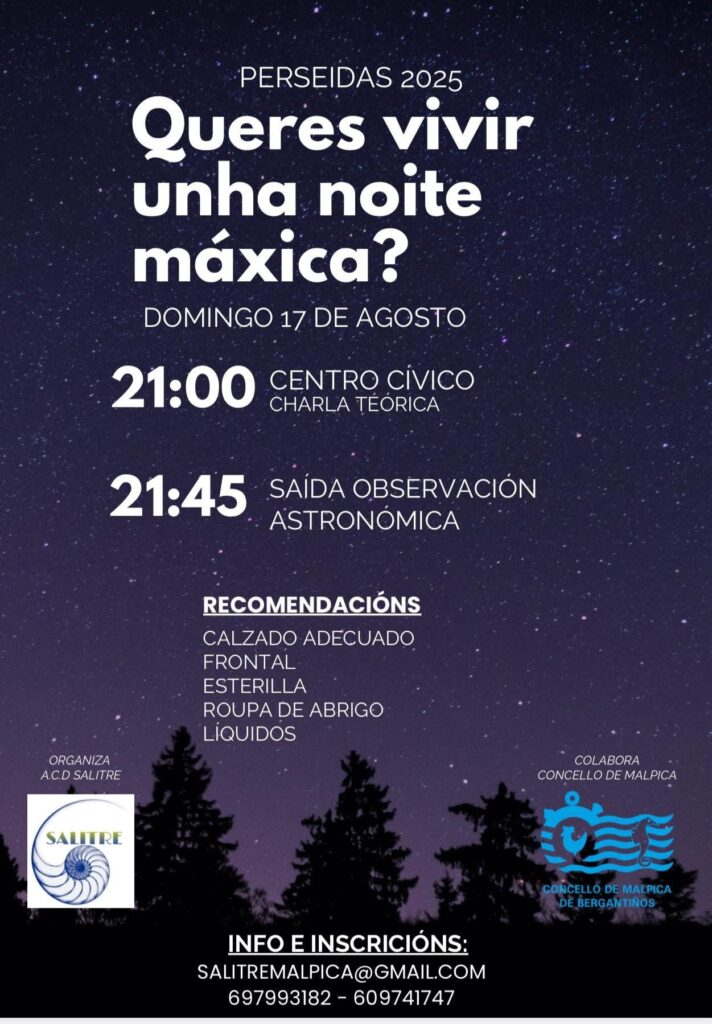 Cartel perseidas 2025 en malpica