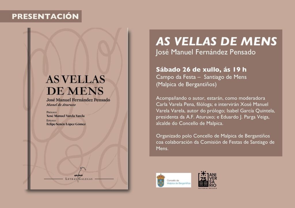 Cartel presentación del libro as vellas de mens de manel de aturuxo