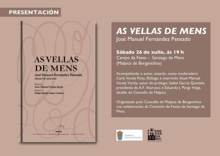 Cartel presentación del libro as vellas de mens de manel de aturuxo
