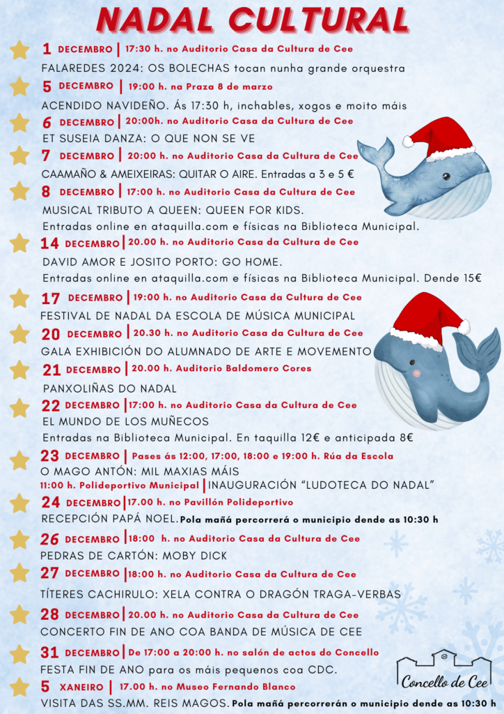 Cartel Programacion De Eventos Navidenos Ilustrativo Beis Y Rojo
