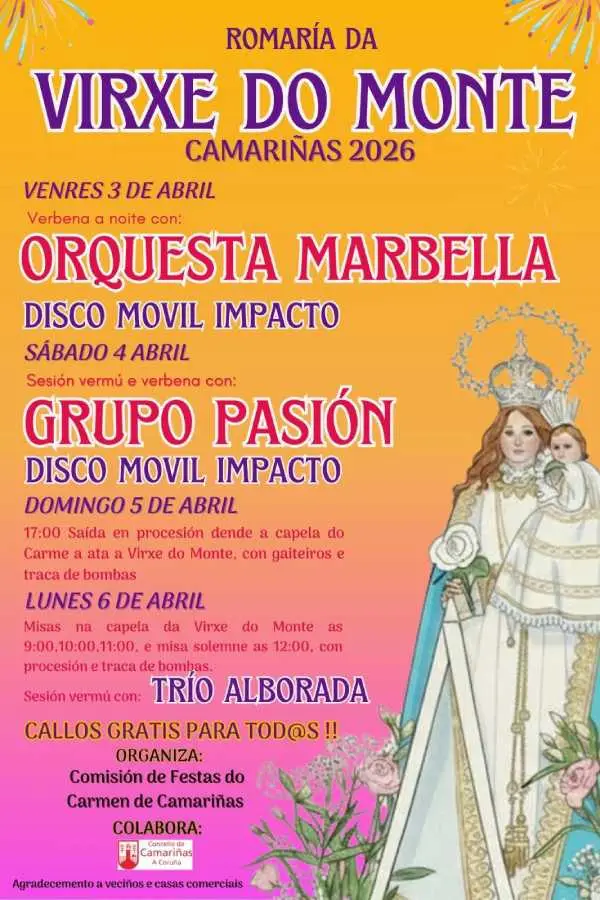 Cartel Romaría da Virxe do Monte de Camariñas