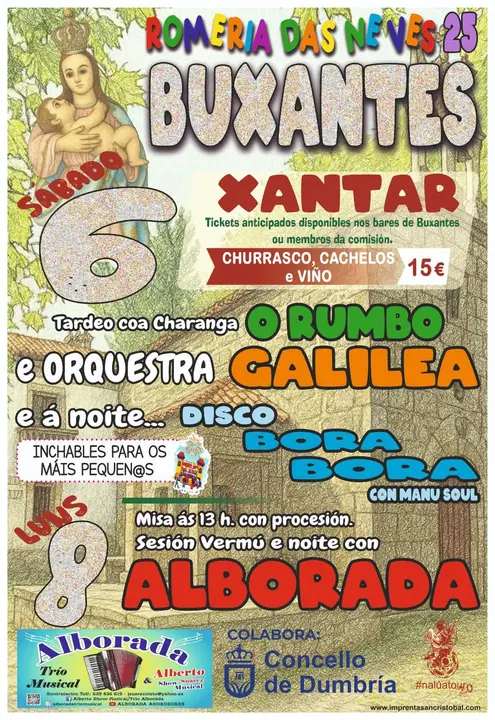 Cartel romaría das neves 2025 en buxantes