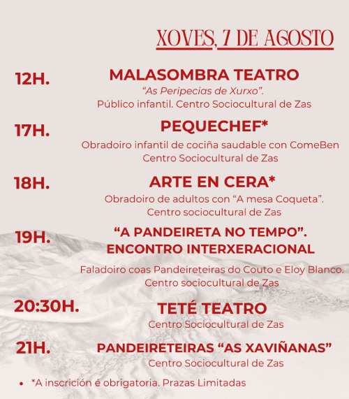 Cartel semana cultural zas xoves 8 de agosto