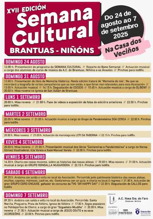 Cartel semana cultural de brantuas niñóns