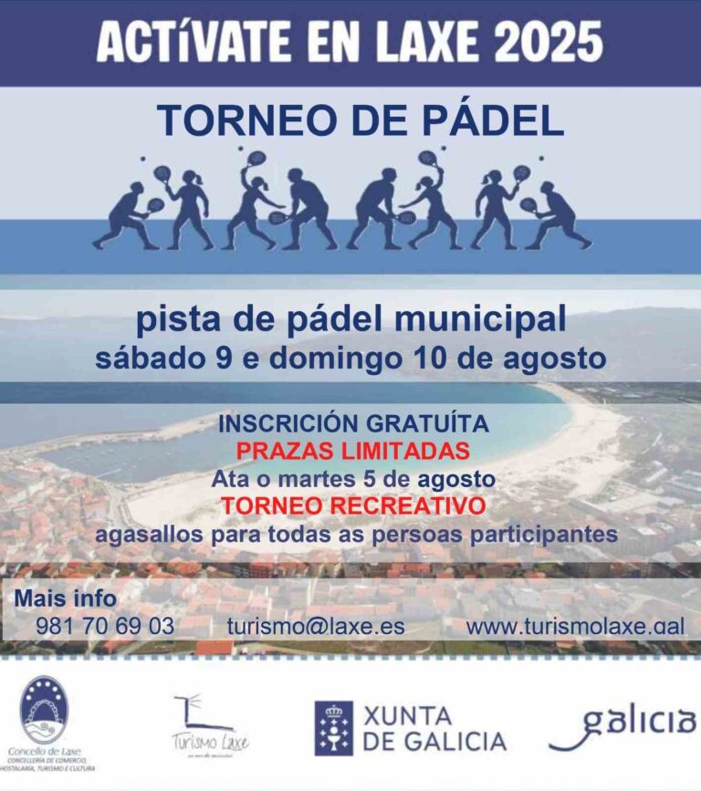 Cartel torneo de padel en laxe 2025