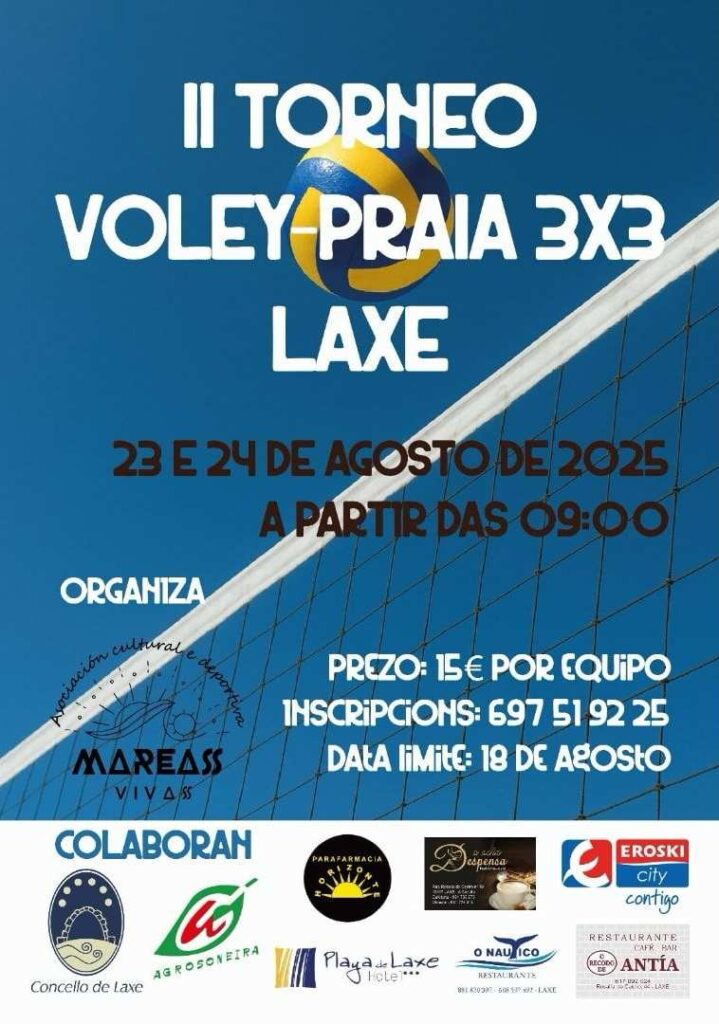 Cartel torneo de volei praia en laxe 2025