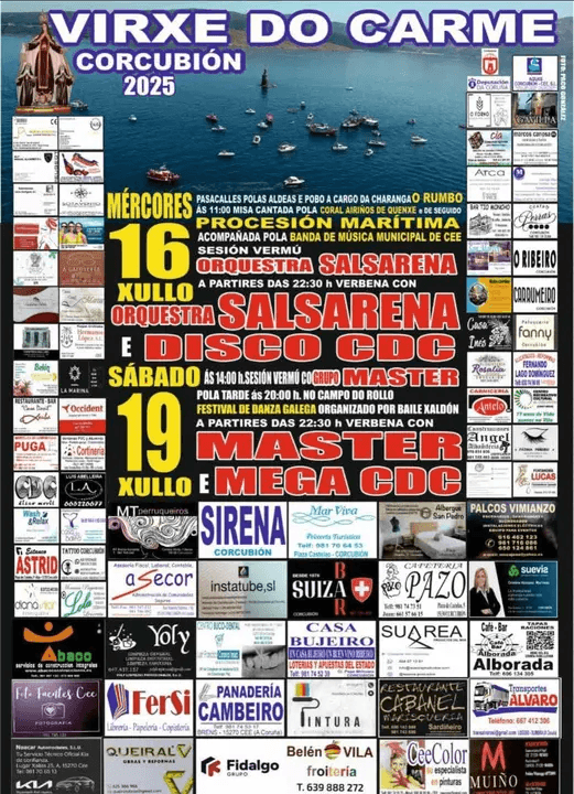 Cartel virxe do carme 2025 en corcubión
