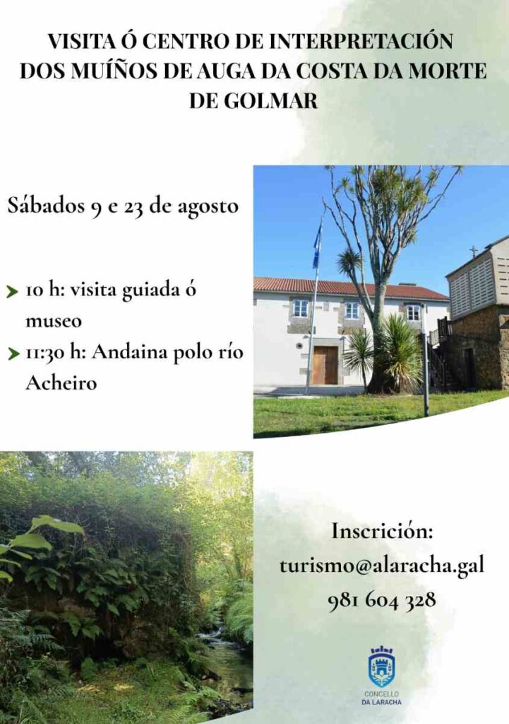 Cartel visita ao centro de interpretación muíños golmar
