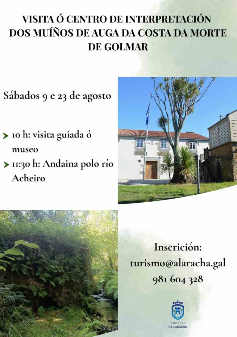 Cartel visita ao centro de interpretación muíños golmar