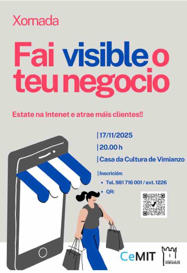 Cartel xornada fai visible o teu negocio (vimianzo)