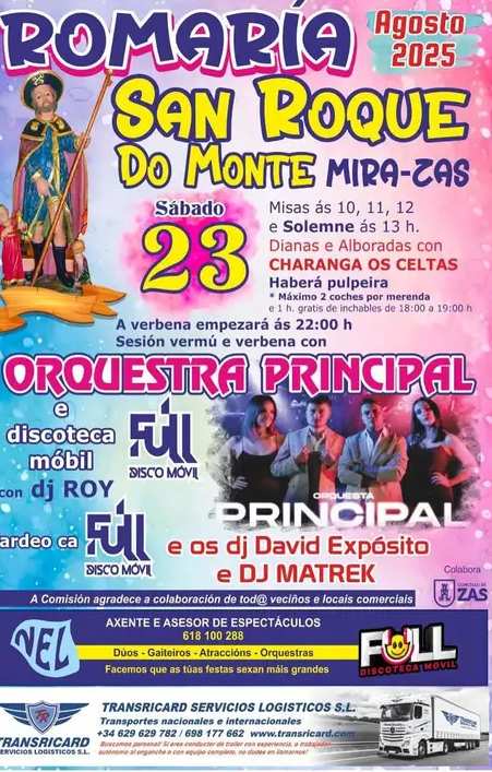 Cartel da festa de san roque de moriame en muxía