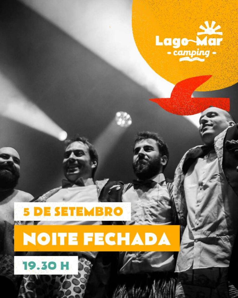 Cartel do concerto de noite fechada no camping lago mar