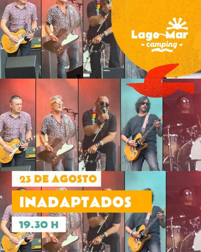Carteldo concerto de inadaptados no camping lago mar de muxía