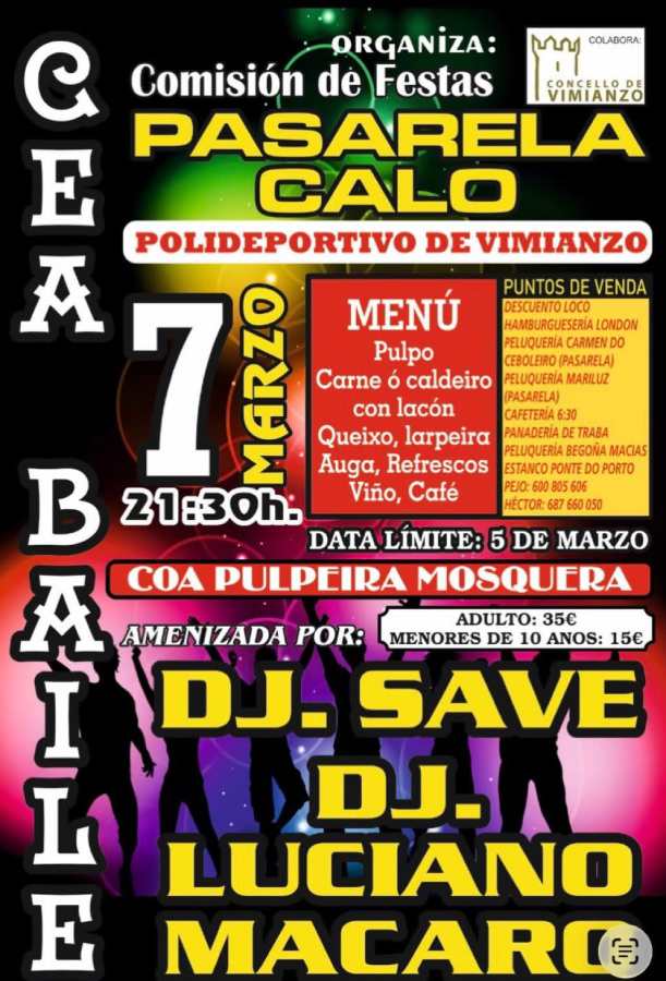 Cena Baile Comisión de Festas Pasarela