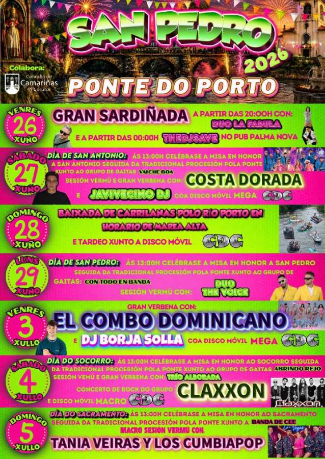Festas de San Pedro 2026 na Ponte do Porto
