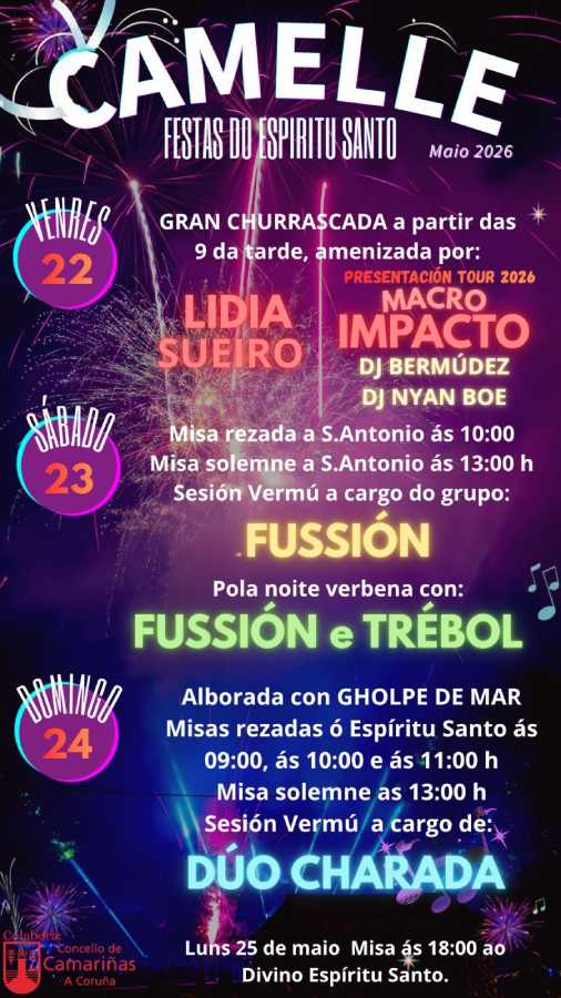 Festas do Espíritu Santo 2026 en Camelle