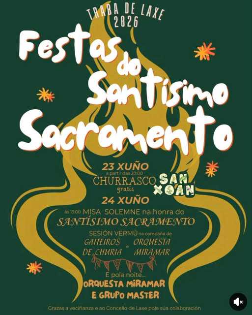 Festas do Santísimo Sacramento 2026 en Traba de Laxe