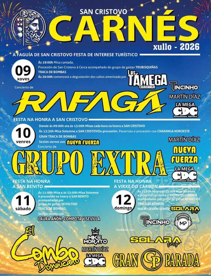 Fiestas de San Cristovo 2026 en Carnés