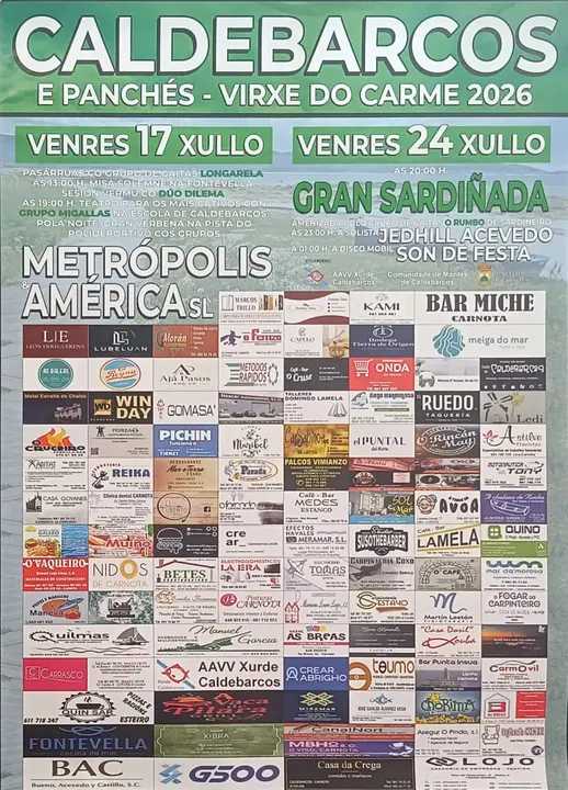 Fiestas de la Virgen del Carmen 2026 en Caldebarcos y Panchés