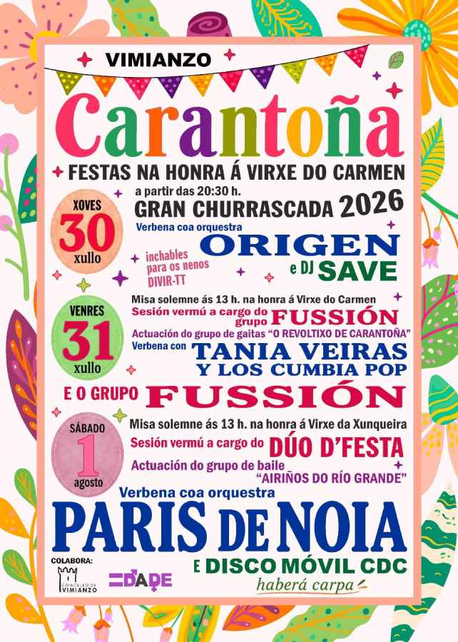 Fiestas de la Virgen del Carmen 2026 en Carantoña