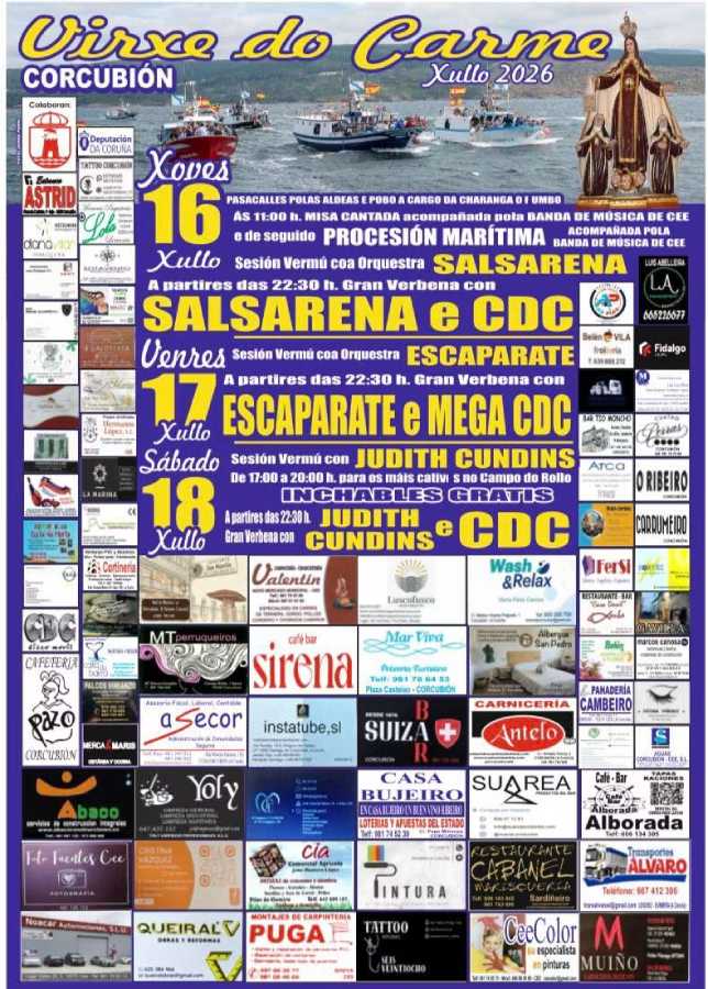Fiestas de la Virgen del Carmen 2026 en Corcubión