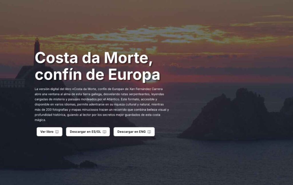Header de la web sobre la digitalizacion del libro Costa da Morte Confin de Europa