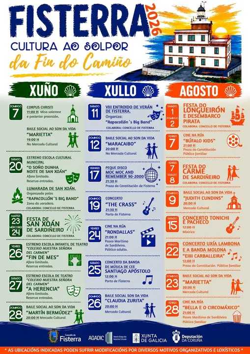 Programación cultural de verano 2026 en Fisterra