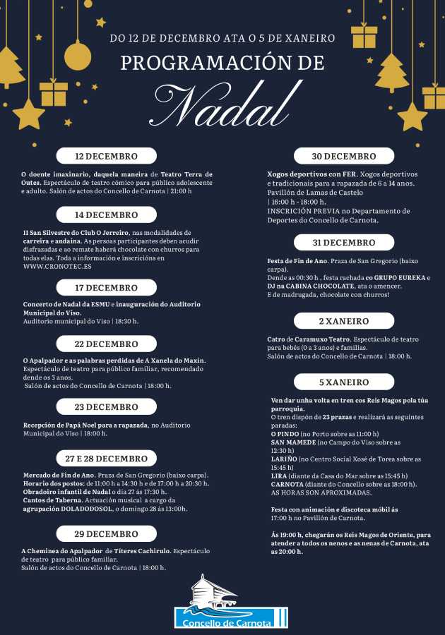 Programación de Nadal 2025 en Carnota