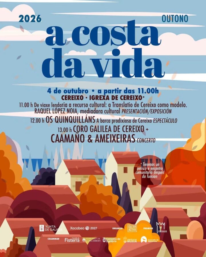Cartel de A Costa da Vida Outono 2026 en Cereixo, Vimianzo, el 4 de octubre