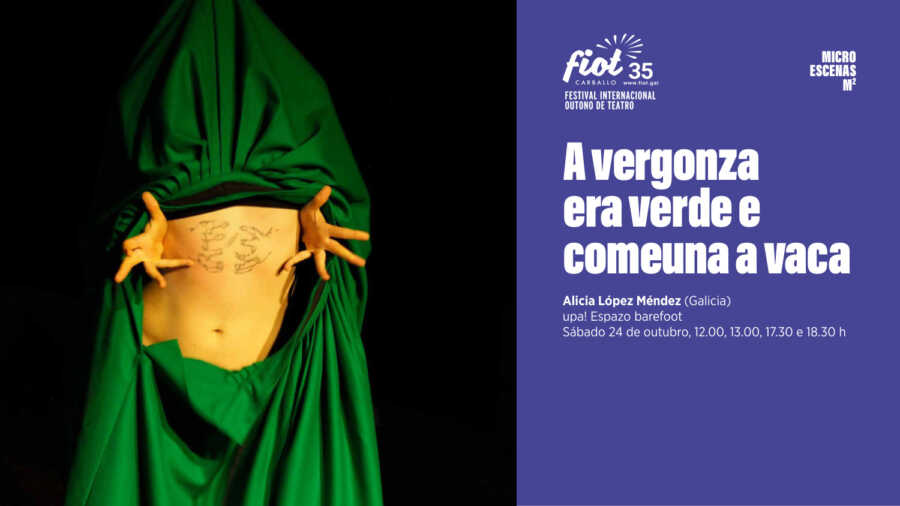 Cartel de A vergonza era verde e comeuna a vaca de Alicia López Méndez no FIOT 2026 de Carballo