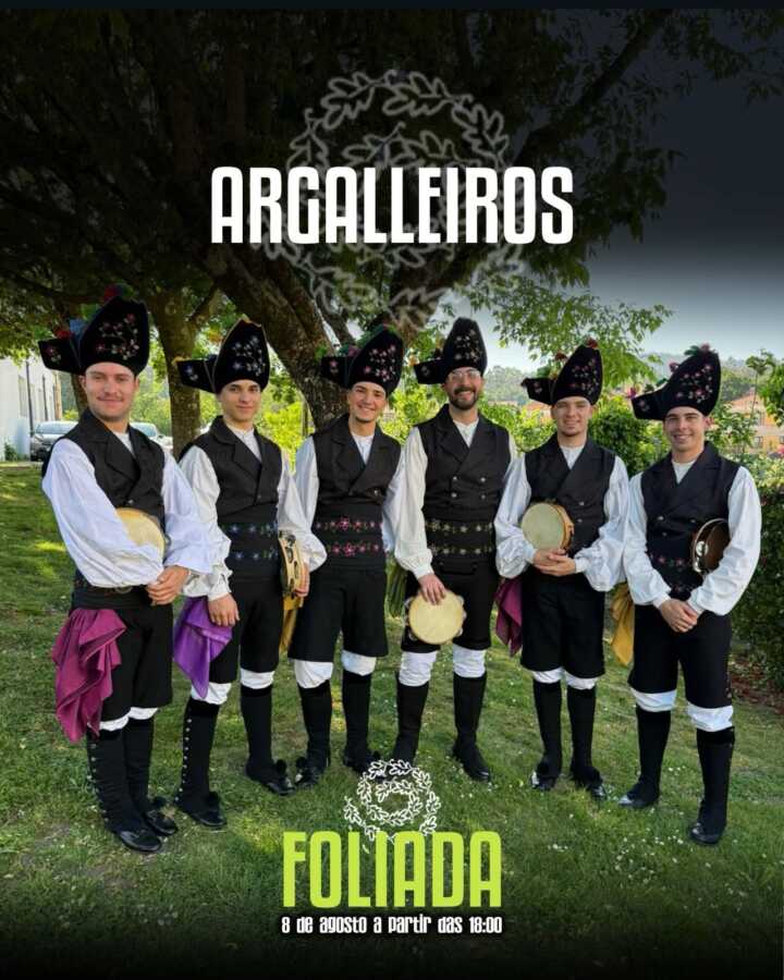 Cartel de la actuación de Argalleiros en la Foliada de la Carballeira de Zas