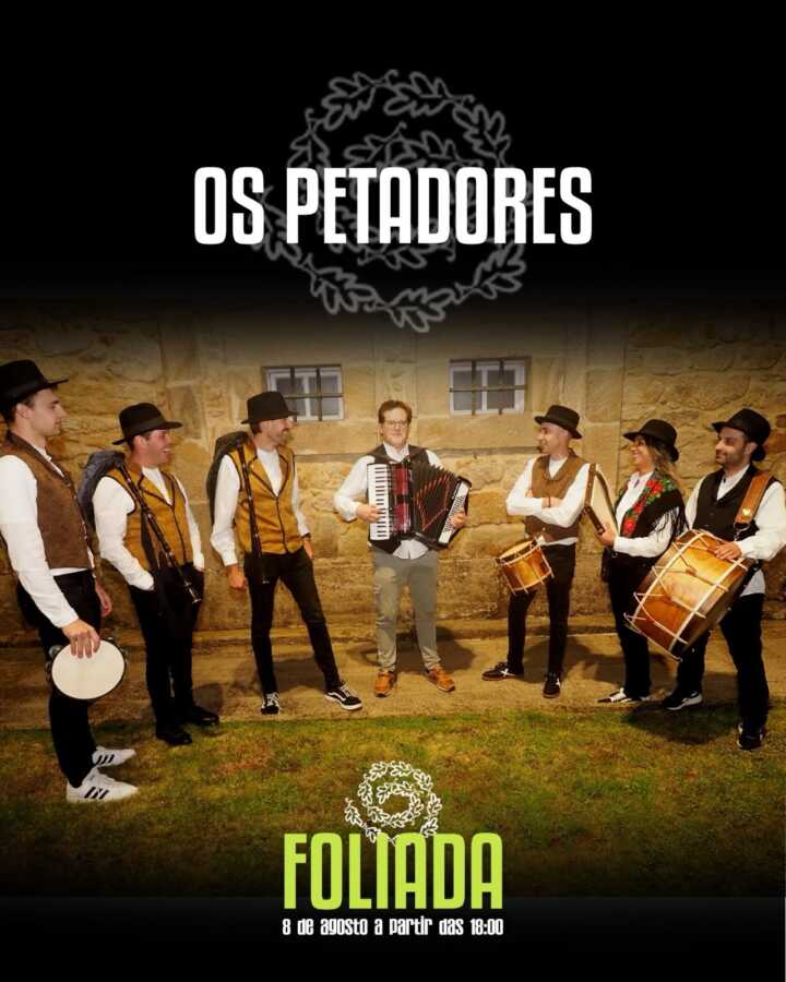 Cartel de la actuación de Os Petadores en la Foliada de la Carballeira de Zas