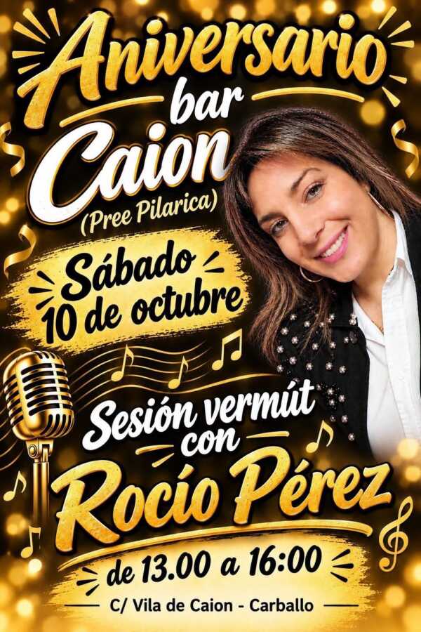Cartel do aniversario do Bar Caión cunha sesión vermú de Rocío Pérez