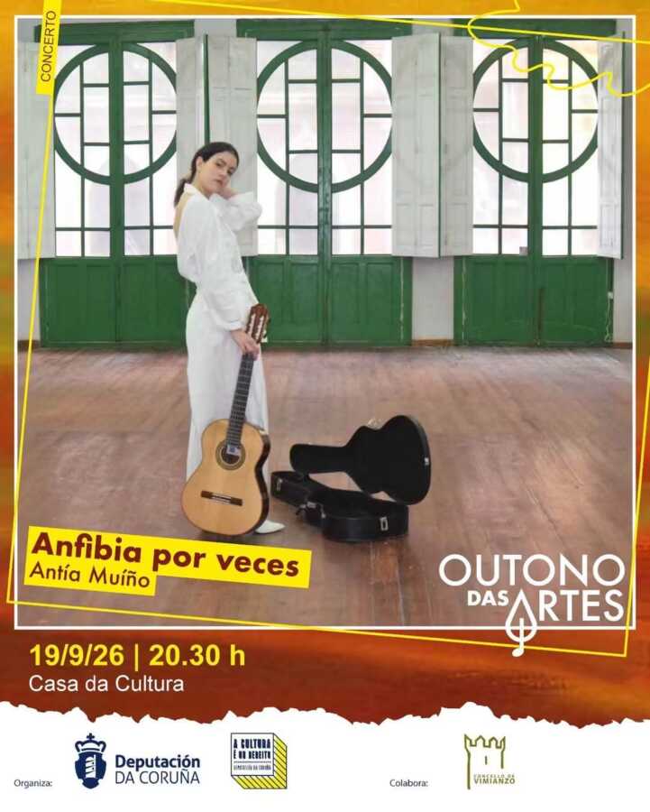 Cartel del concierto Anfibia por veces de Antía Muiño en Vimianzo, 19 de septiembre de 2026