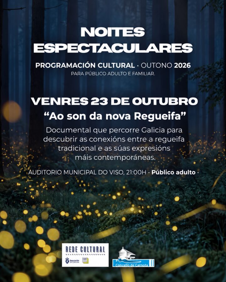 Cartel de Ao son da nova Regueifa, proxección do 23 de outubro de 2026 en Carnota