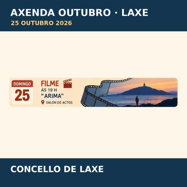 Cartel da proxección do filme Arima en Laxe o domingo 25 de outubro de 2026 ás 19:00.