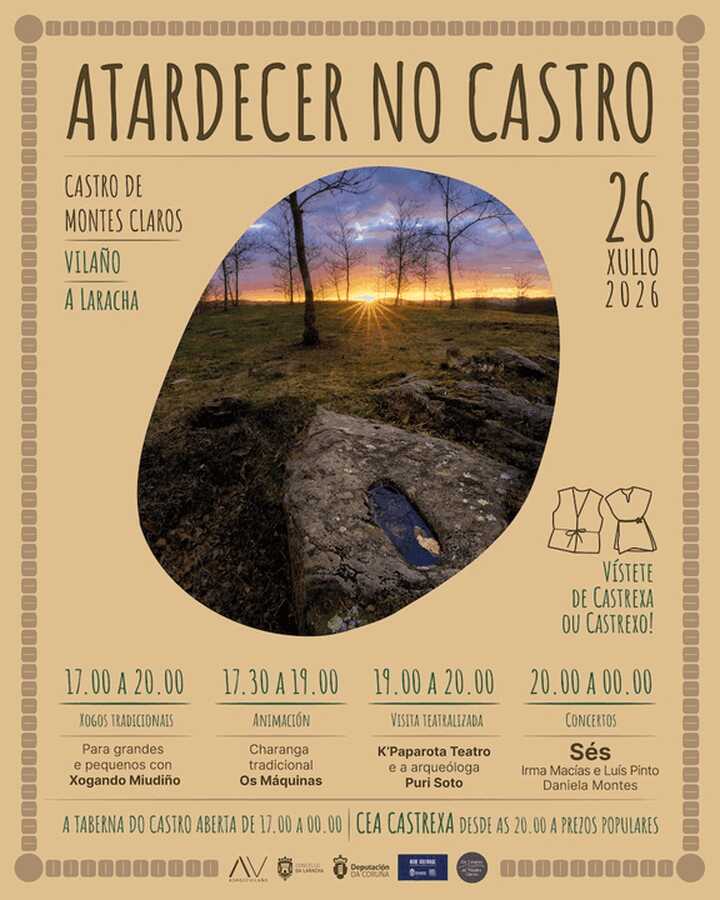Cartel de Atardecer no Castro 2026 en el Castro de Montes Claros, A Laracha