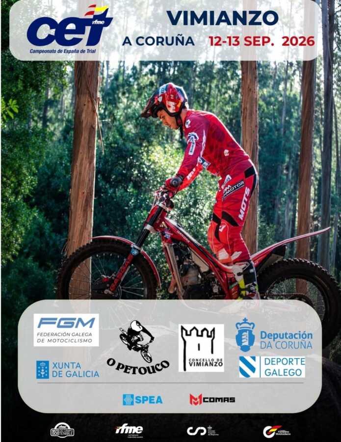 Cartel del SPEA RFME Campeonato de España de Trial en Vimianzo, los días 12 y 13 de septiembre de 2026