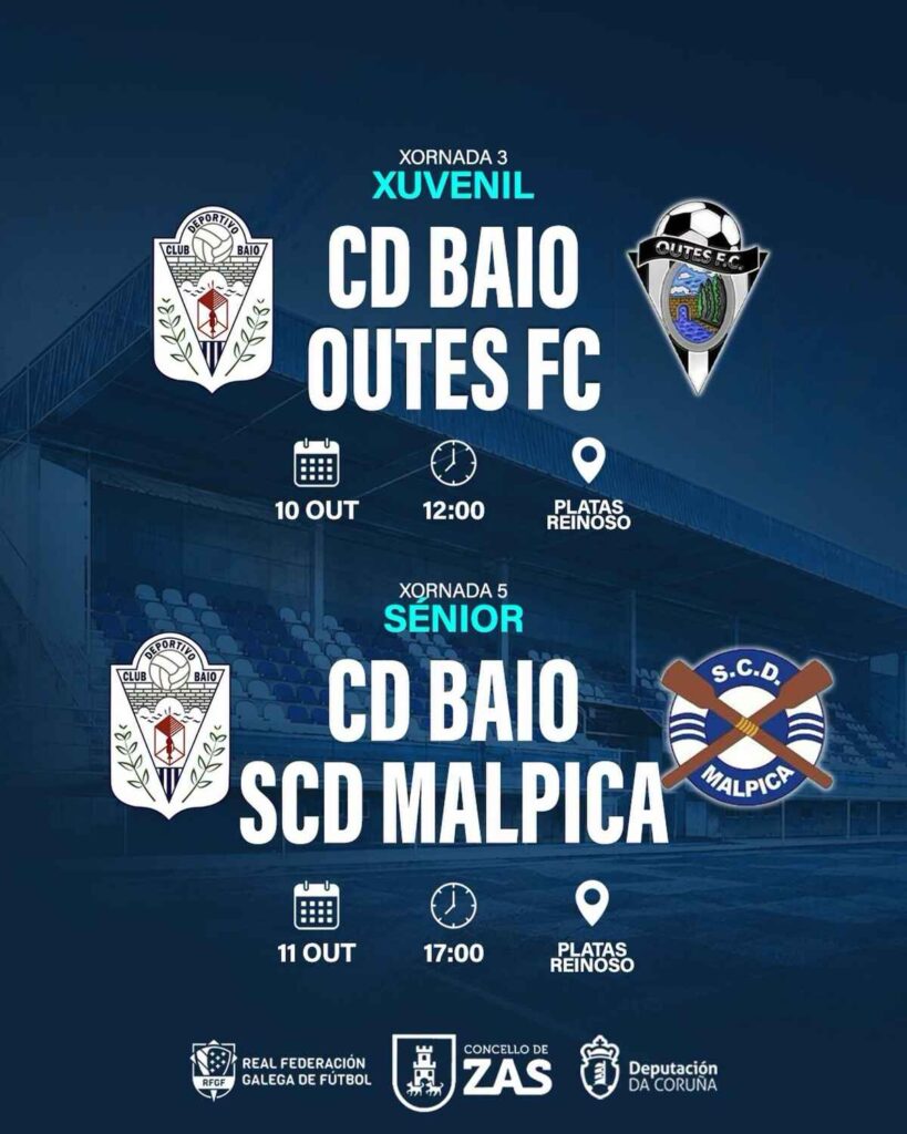 CD Baio Outes FC juvenil y SCD Malpica senior octubre