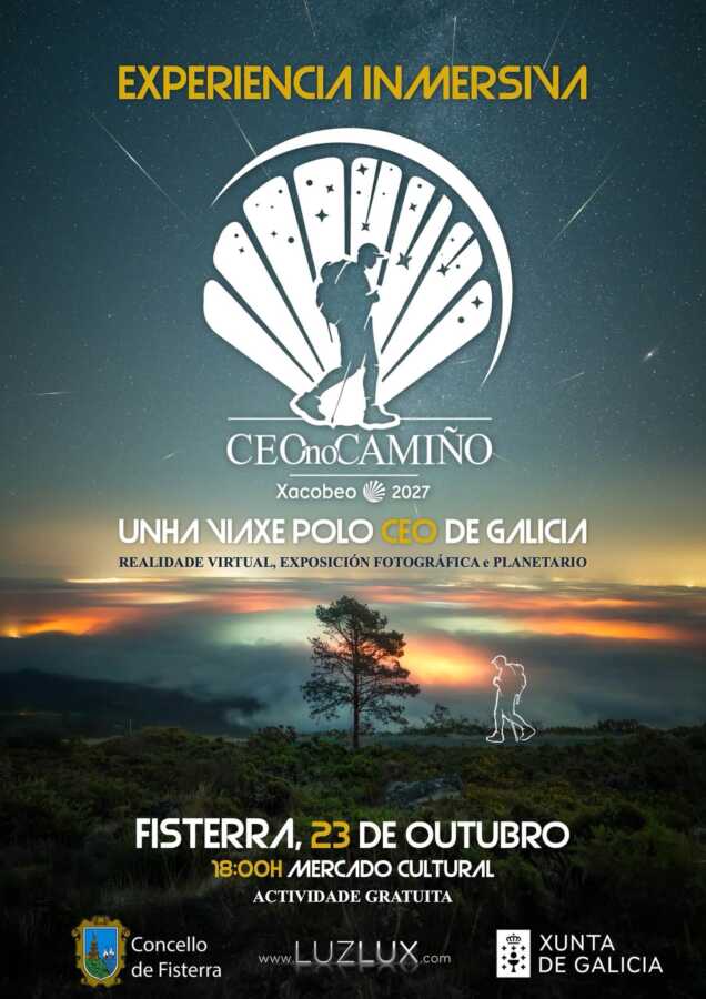 CEO no CAMIÑO, experiencia inmersiva de astronomía en el Mercado Cultural de Fisterra el 23 de octubre de 2026
