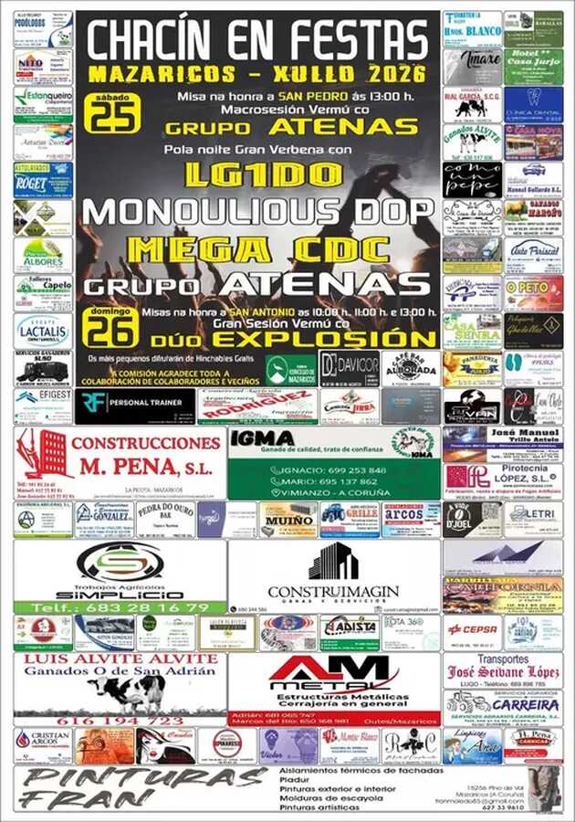 Cartel de Chacín en Festas 2026, en Mazaricos