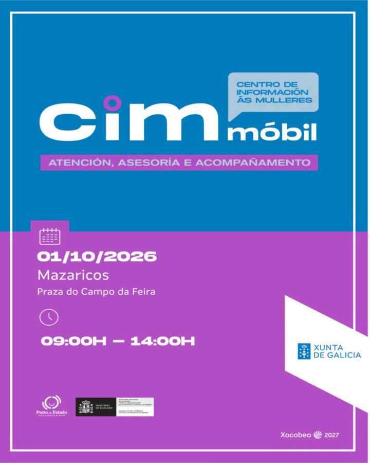 Cartel del CIM móvil en A Picota, Mazaricos, el 1 de octubre de 2026